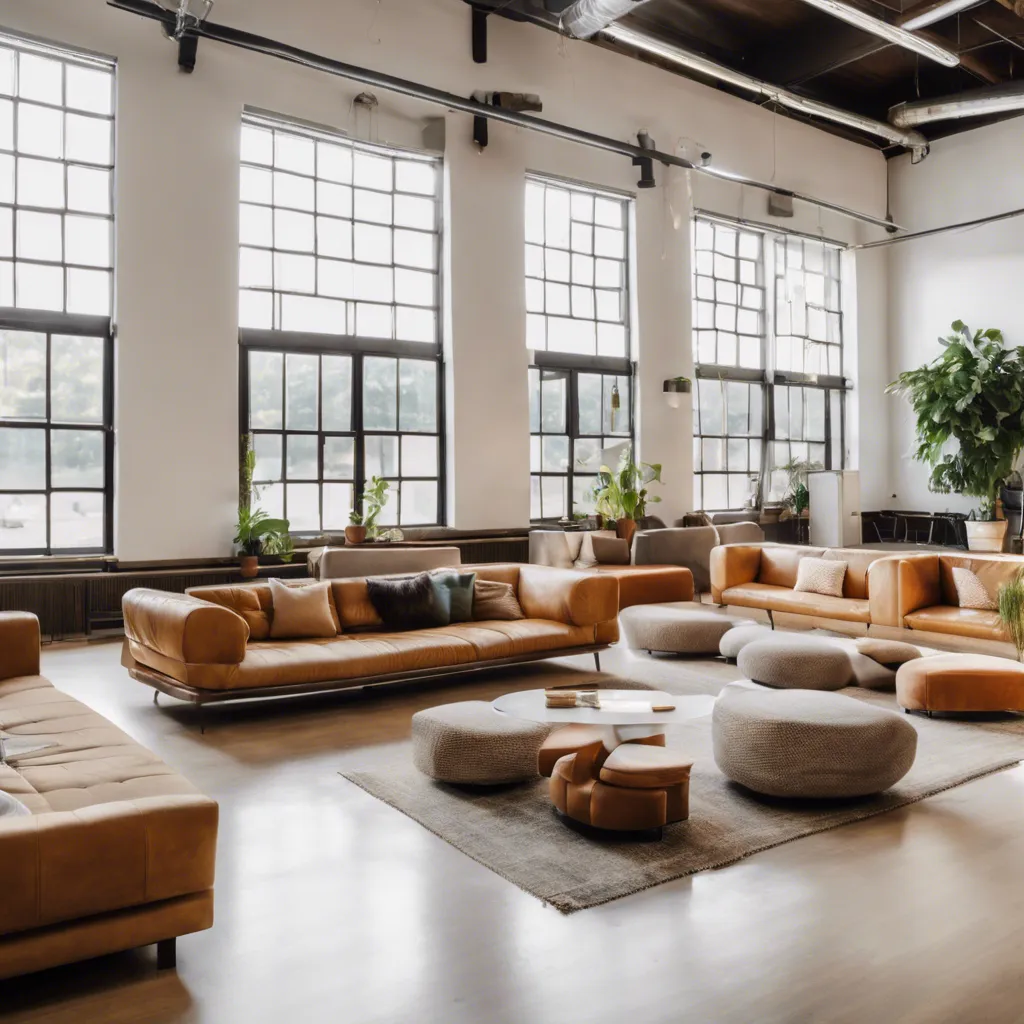The Womb wellness space with soft seating and tall windows